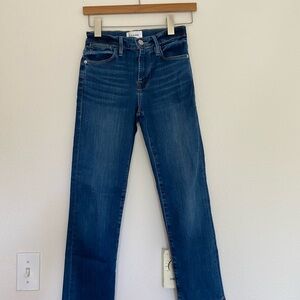 Frame Jeans Women’s 25 Denim Blue Jane Ankle Le High Straight Leg Raw Hem